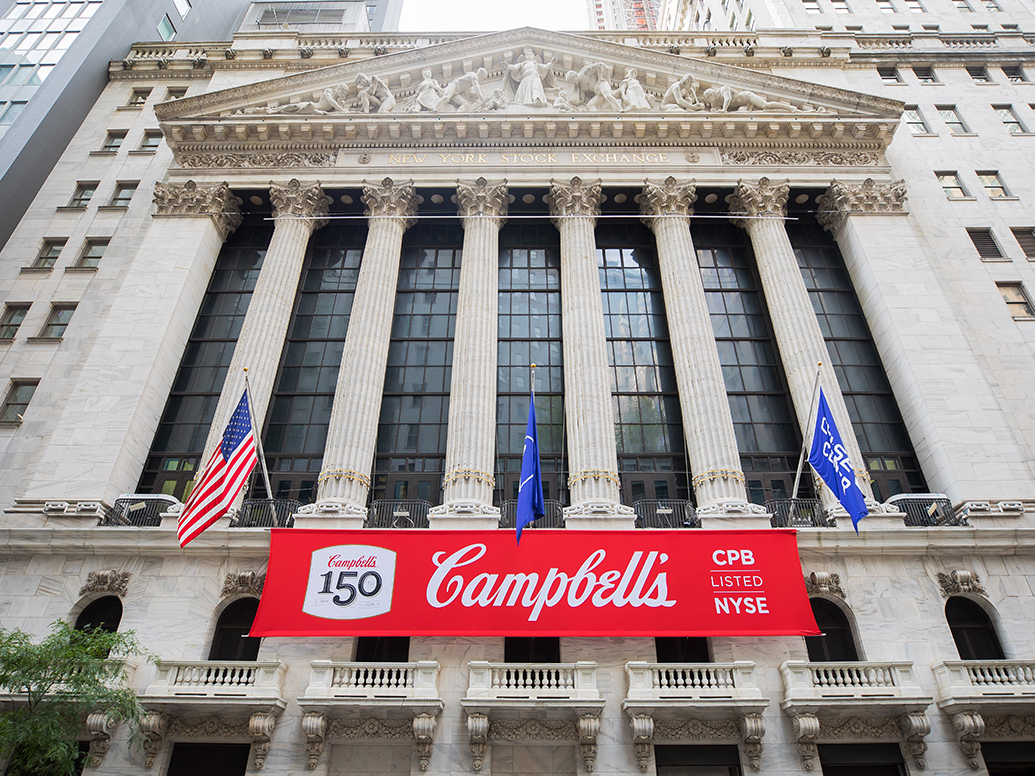 New York Stock Exchange with Campbell banner