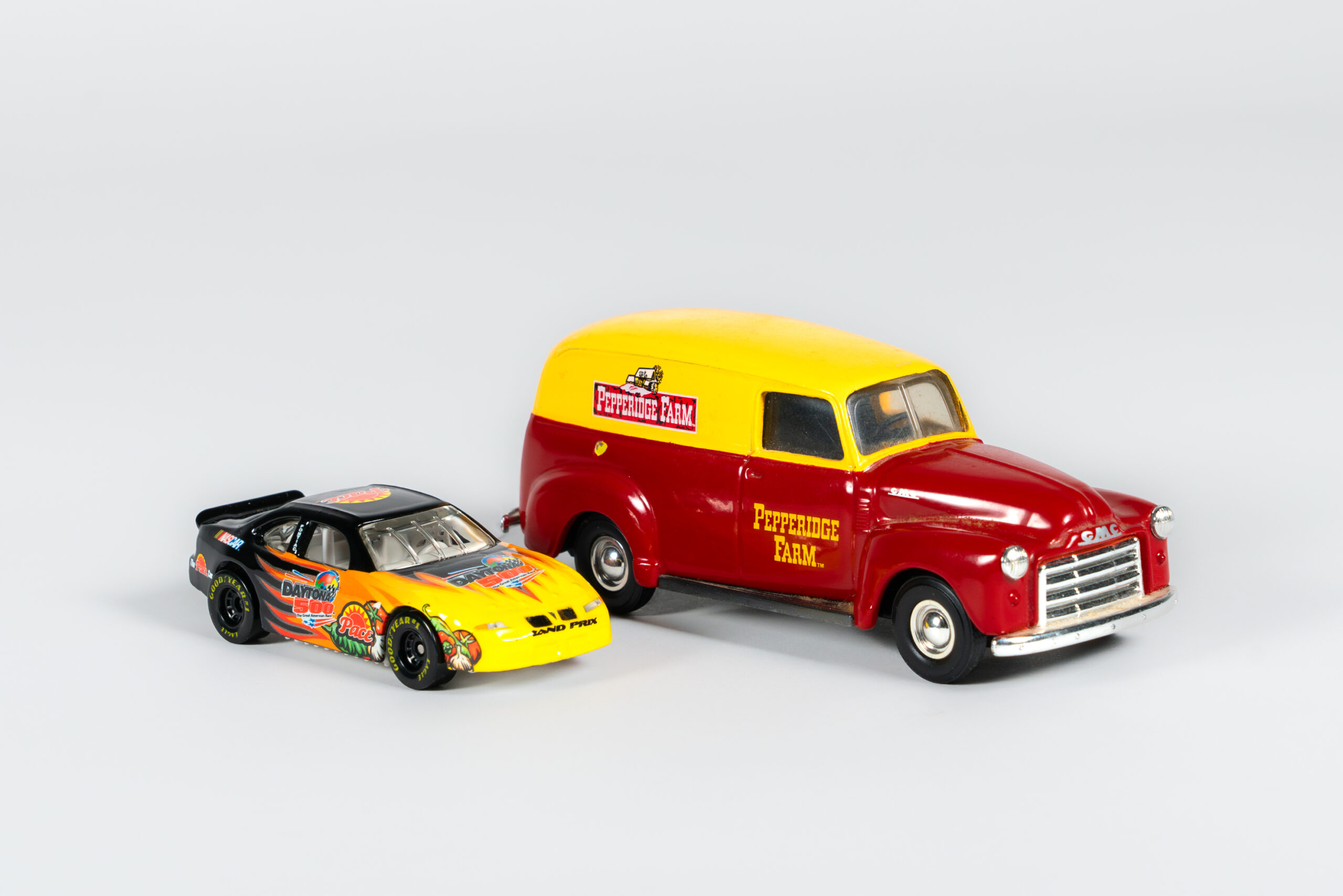 Pepperidge Farm toy truck and Pace toy race car