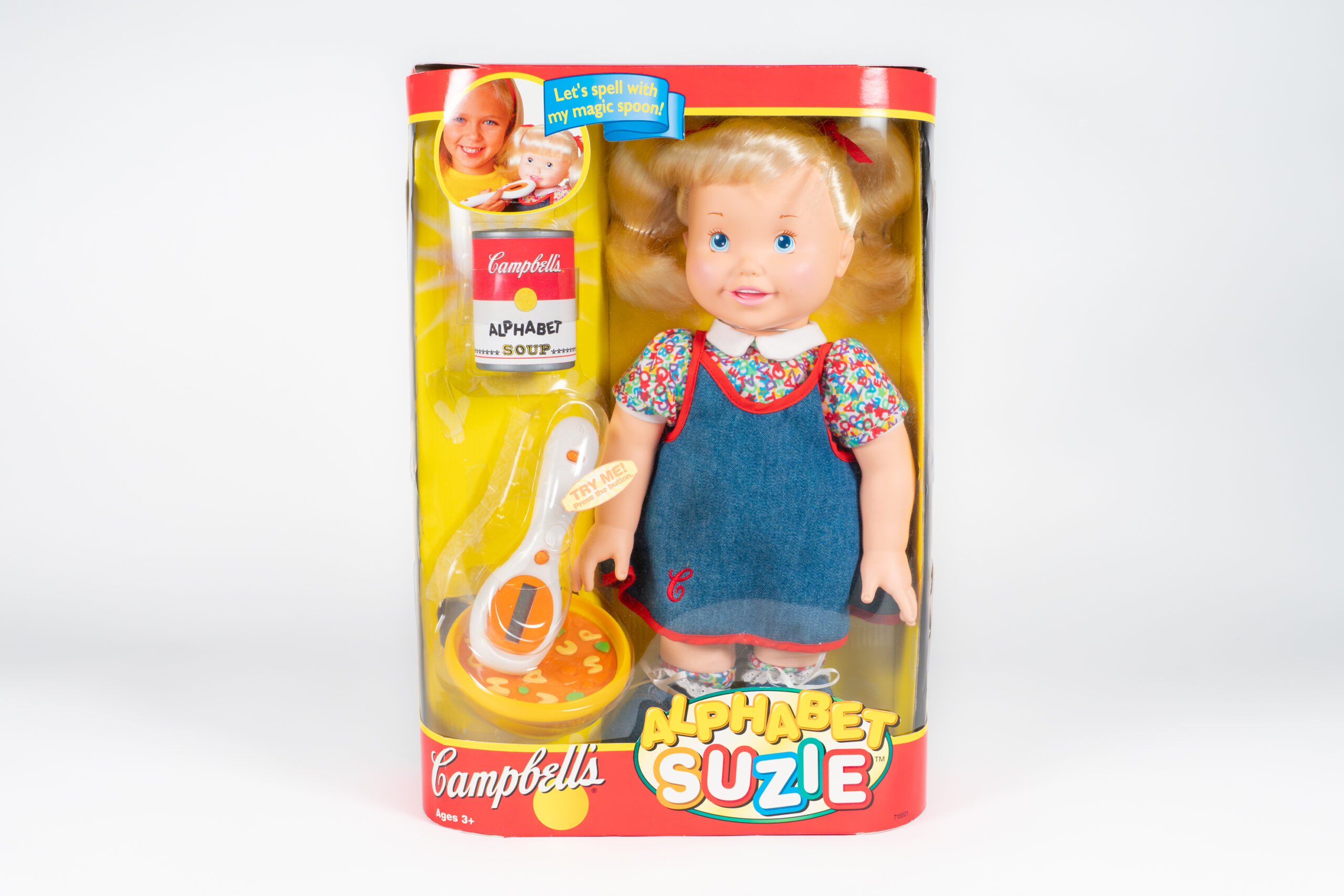 Campbell’s Alphabet Suzie doll in packaging.
